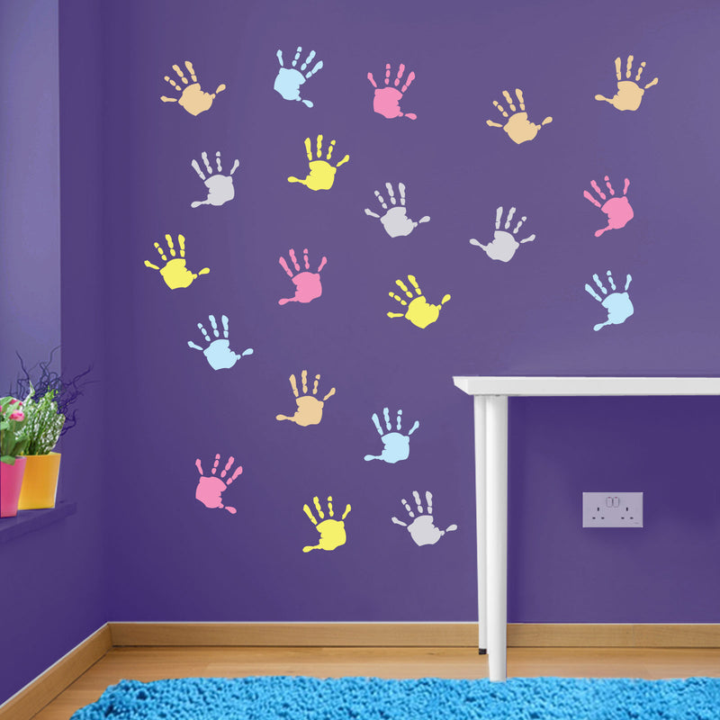 Hand Print Wall Stickers Nursery Playroom Child Kids School Window Colorful A25A