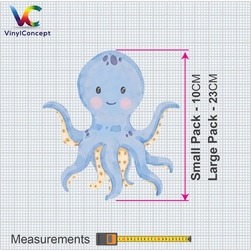 Repositionable Sea Animals Wall Stickers - Ocean Creatures Decals Kids Room Decor L202