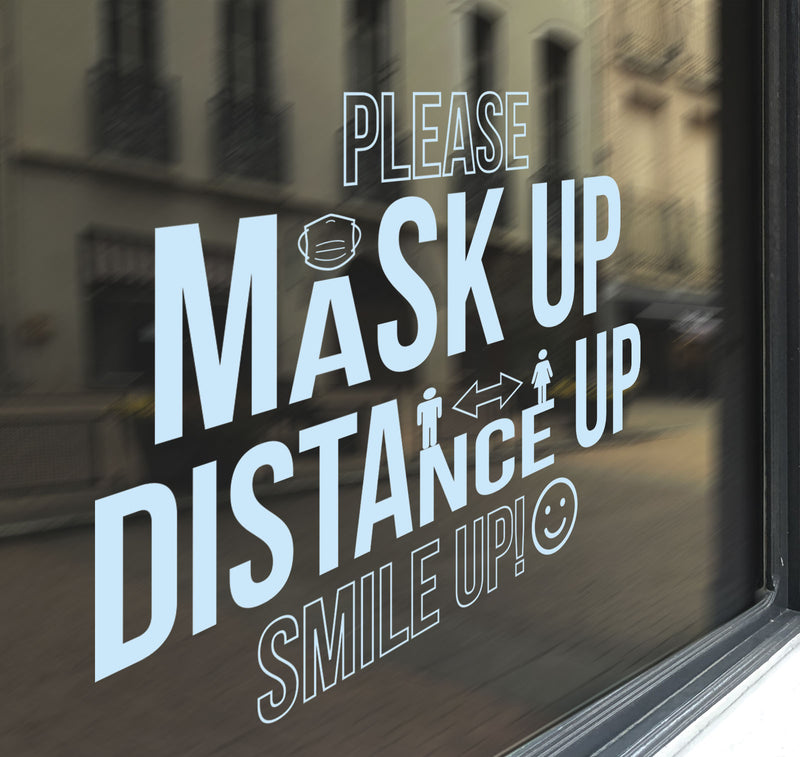 Mask Signage Distance Sign Shop Window Stickers Retail Vinyl Decal Graphics B88M