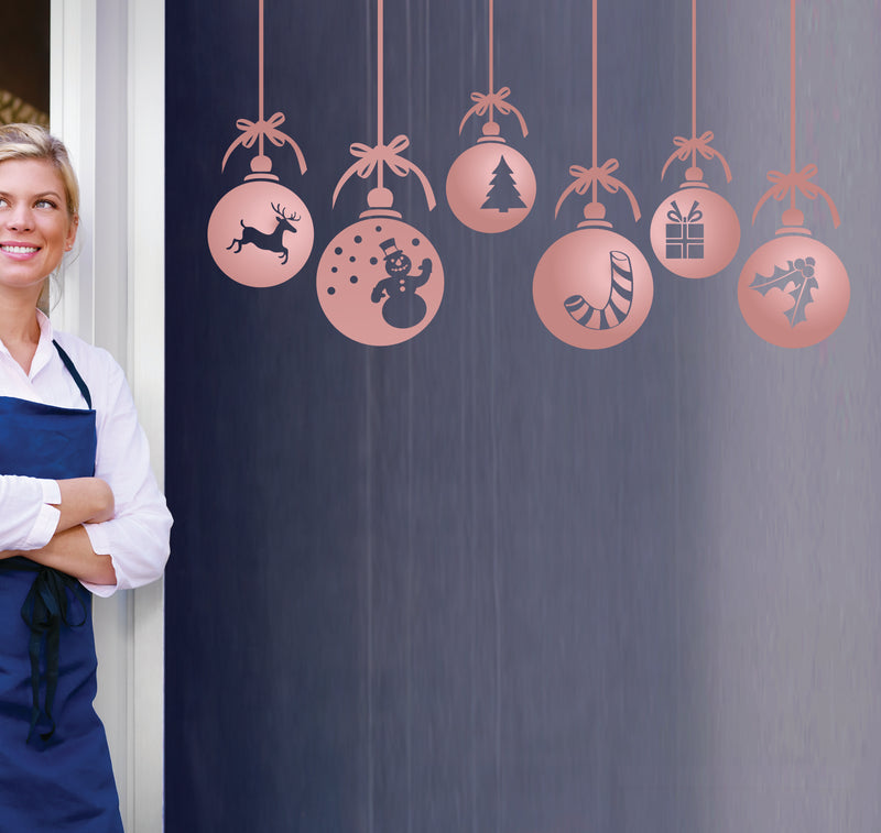 Christmas Window Chrome Stickers Double-sided Festive Shop Display Decal B90