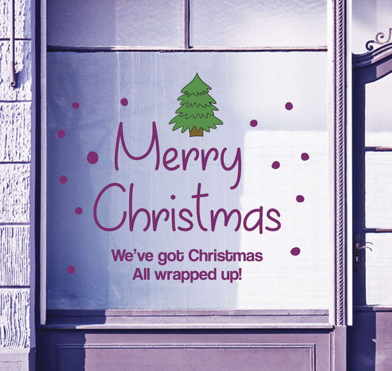 Merry Christmas Shop Window Sticker Festive Xmas Tree Sign Display Decal B93M