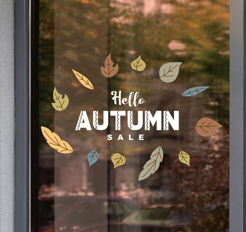 Autumn Sale Window Static Reusable Autumn Leaves Display Decals Stickers S37