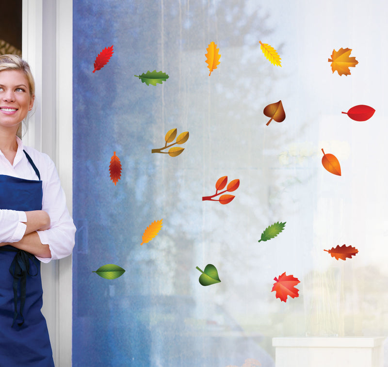 Autumn Leaves X 17 Window Static Reusable Leafs Display Decals Stickers S36