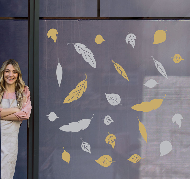 Autumn Leaves Greetings Vinyls Shop Window Display Wall Decals Stickers S39