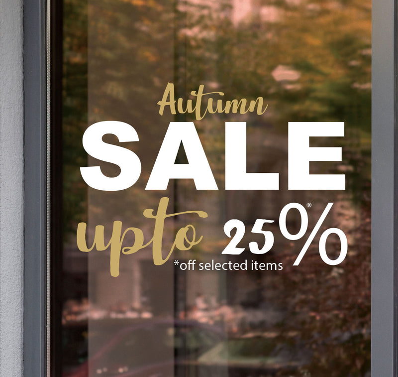 Autumn SALE Upto 25%, 50%, 75% Vinyls Shop Window Display Wall Decals Stickers S40