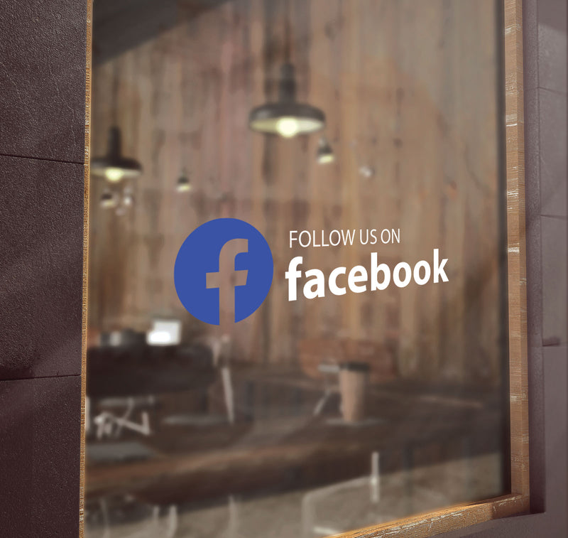 Follow Us Facebook Sign Shop Window Display Store Decal Stickers Signage S44