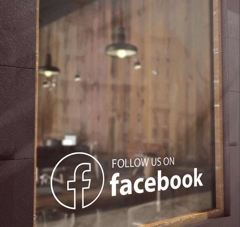 Follow Us Facebook Sign Shop Window Display Store Decal Stickers Signage S45