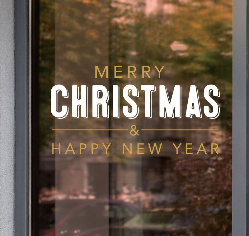 Merry Christmas Window Chrome Stickers Double-sided colour Shop Display S46