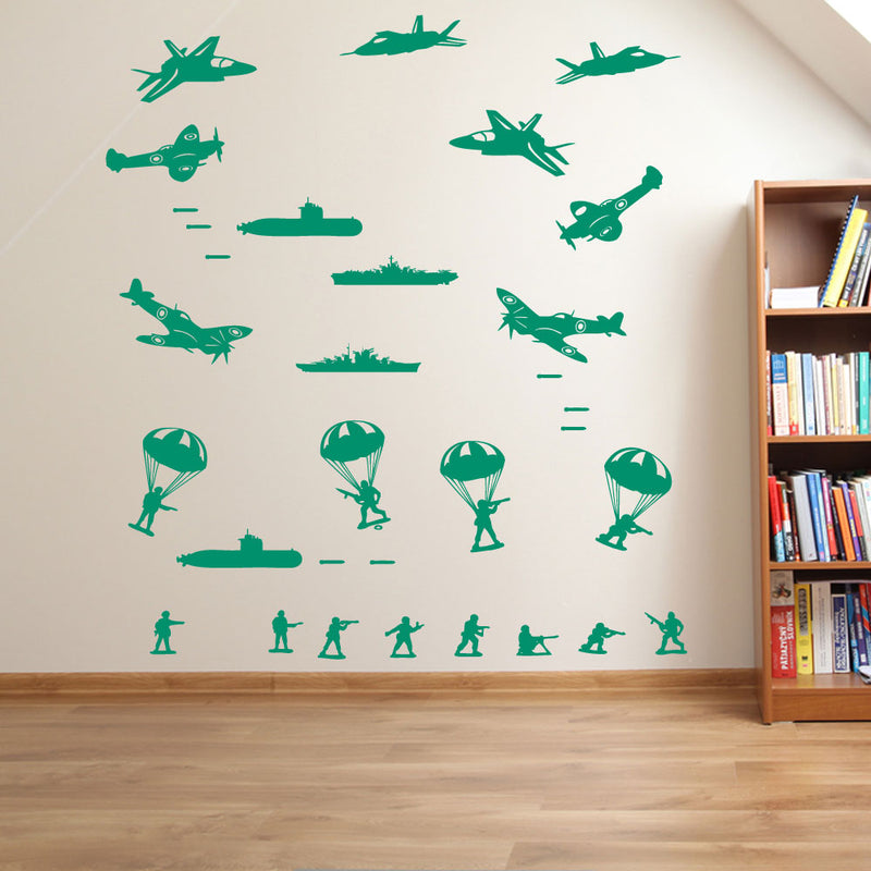 Military Soldiers Submarines RAF Wall Window Stickers Decals Kids Fun Vinyl A171