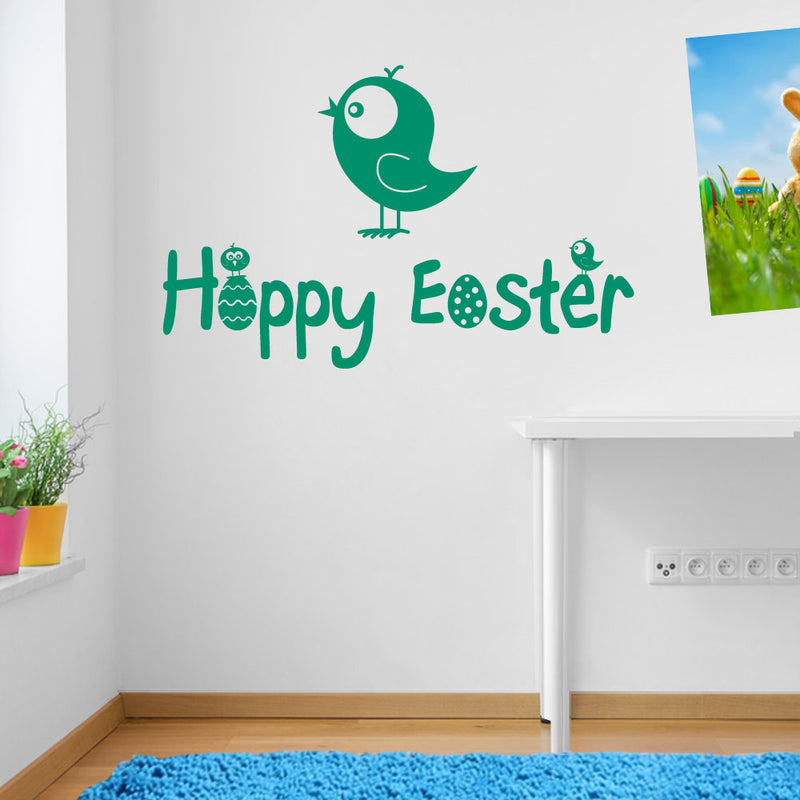 Happy Easter Chick Bird Sticker Decal Wall Window Kids Decor Fun Colourful A148