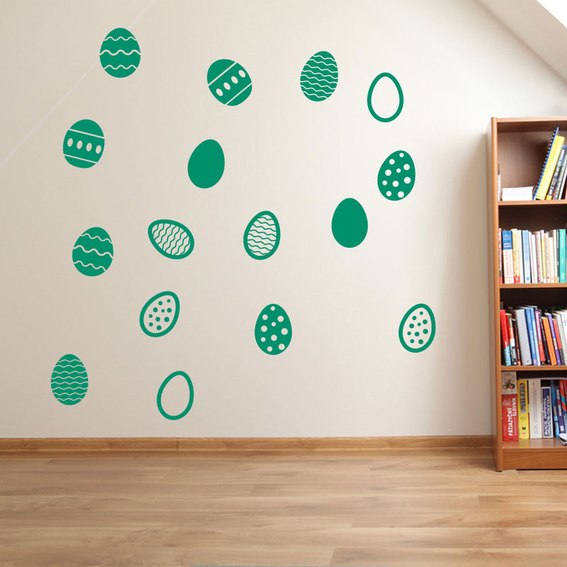 Easter Eggs Set of 16 Wall Stickers Decals Kids Decor Window Fun Colourful A146