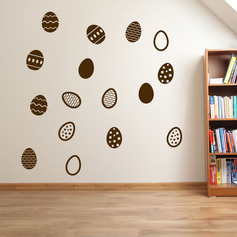 Easter Eggs Set of 16 Wall Stickers Decals Kids Decor Window Fun Colourful A146