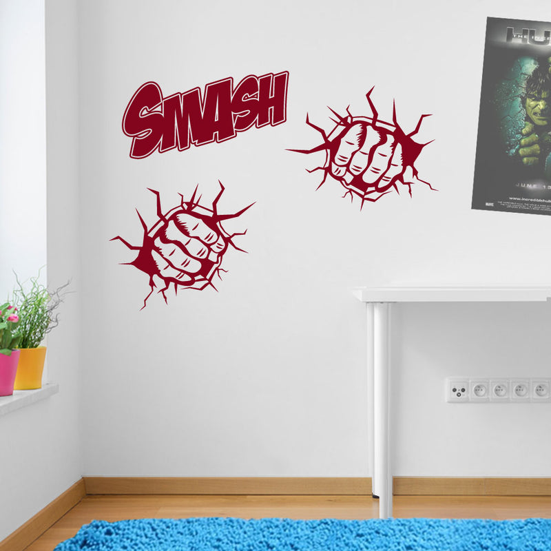 Smash Two Fists Wall Stickers Decals Kids Decor Window Fun Vinyl Colourful A157