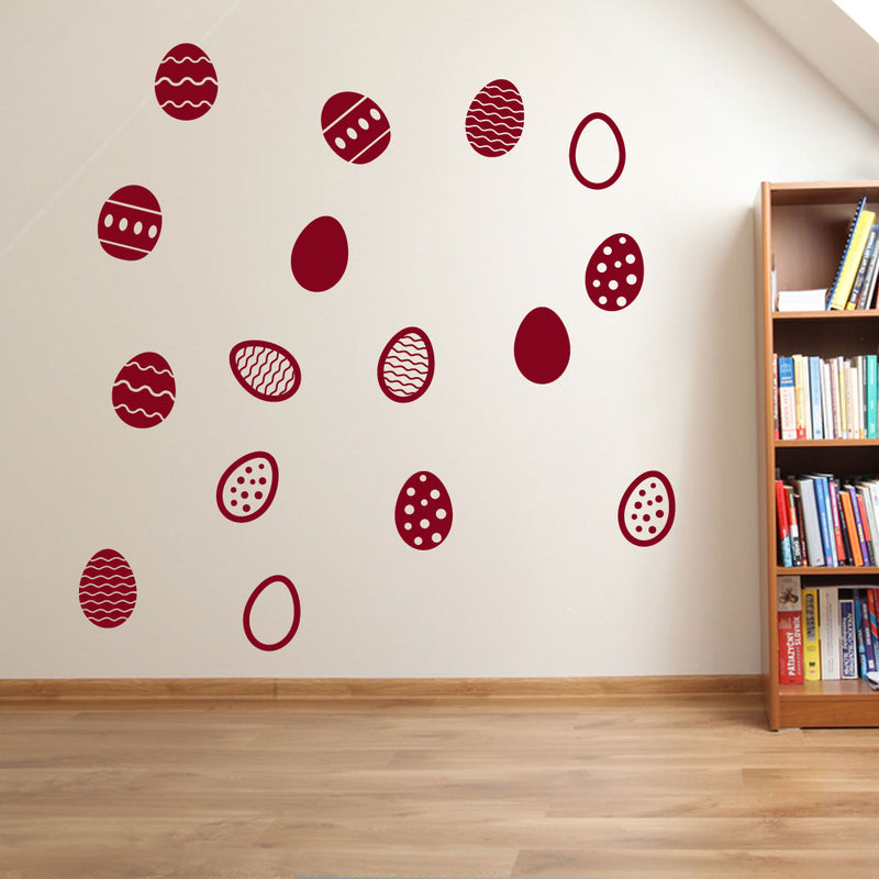 Easter Eggs Set of 16 Wall Stickers Decals Kids Decor Window Fun Colourful A146