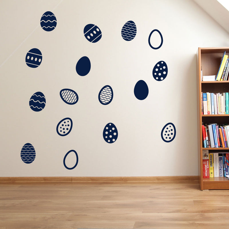 Easter Eggs Set of 16 Wall Stickers Decals Kids Decor Window Fun Colourful A146