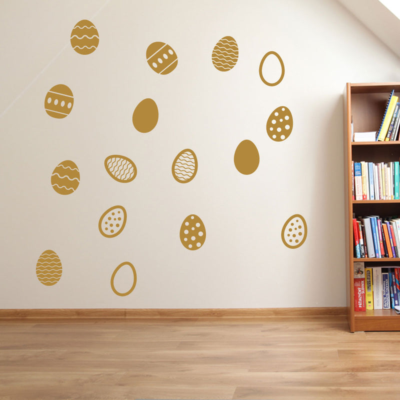 Easter Eggs Set of 16 Wall Stickers Decals Kids Decor Window Fun Colourful A146