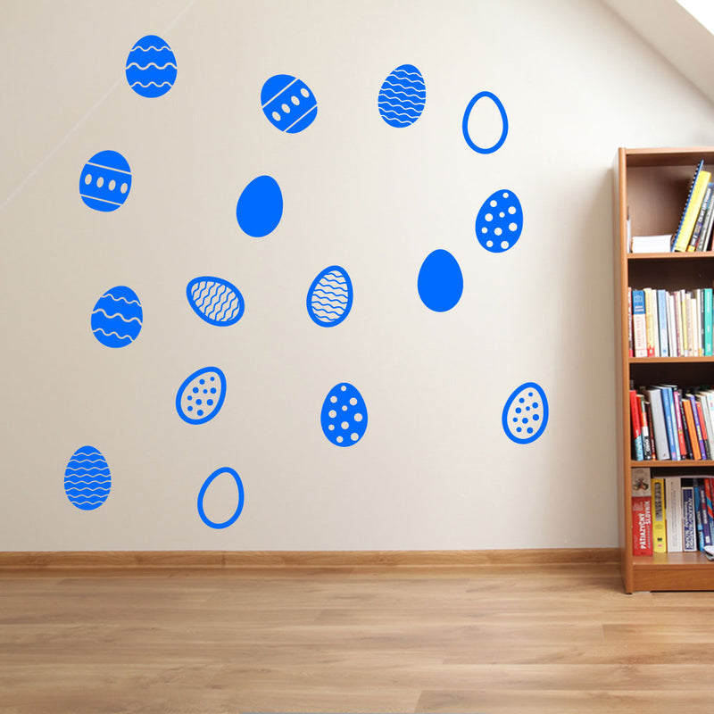 Easter Eggs Set of 16 Wall Stickers Decals Kids Decor Window Fun Colourful A146