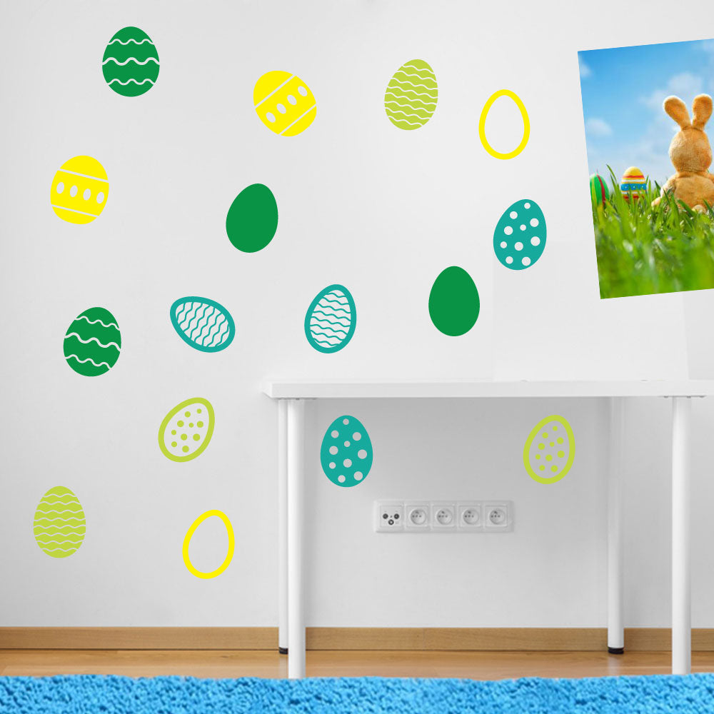 Easter Eggs Set of 16 Wall Stickers Decals Kids Decor Window Fun Colourful A146