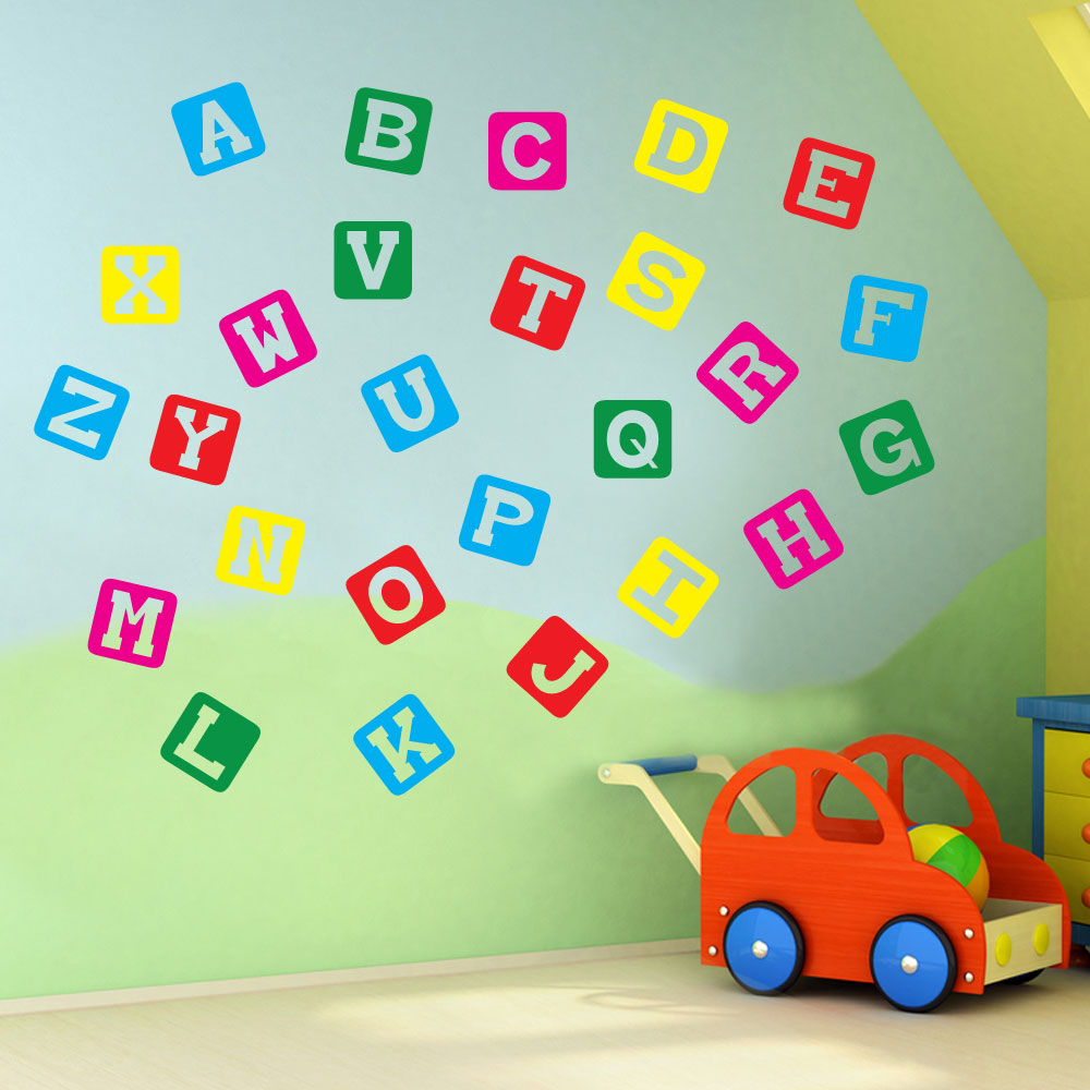 Alphabet Letters A to Z Wall Stickers Decal Nursery School Children Kids A130