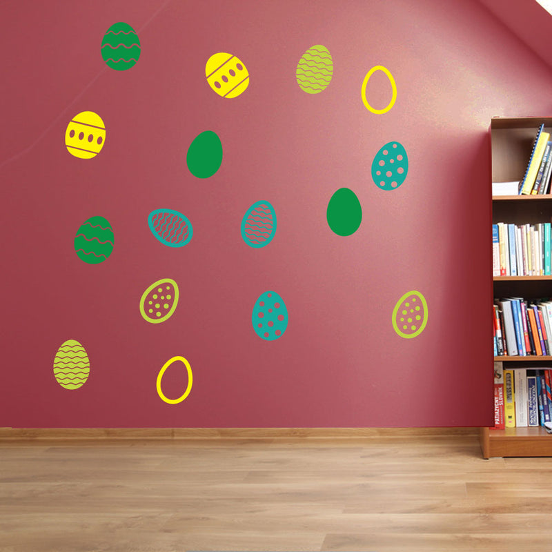 Easter Eggs Set of 16 Wall Stickers Decals Kids Decor Window Fun Colourful A146