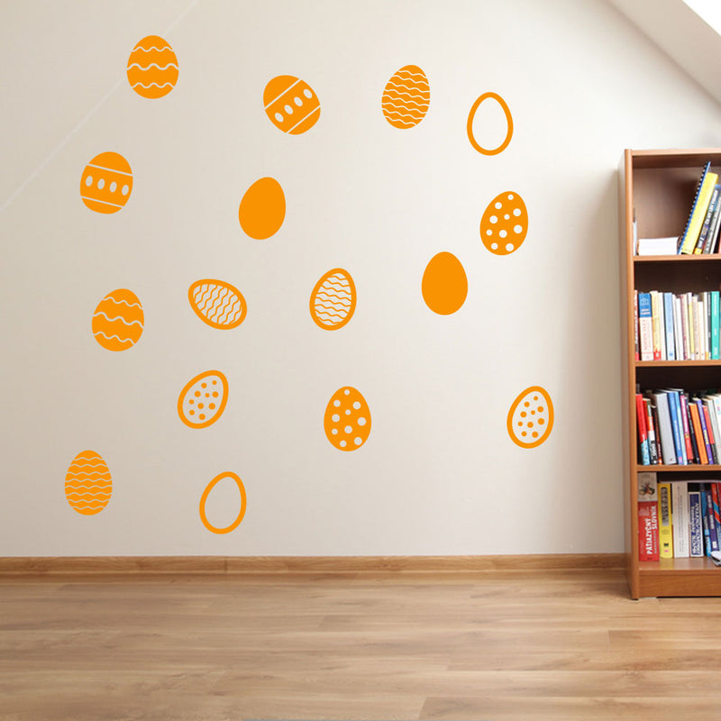 Easter Eggs Set of 16 Wall Stickers Decals Kids Decor Window Fun Colourful A146