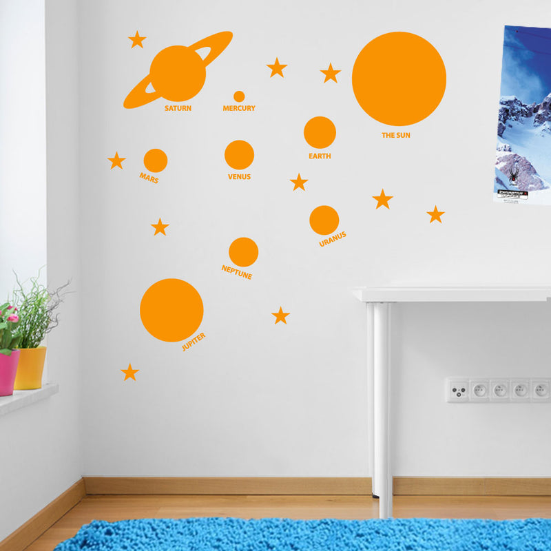 Planets Sun Solar System Space Wall Window Stickers Decals Kids Decor A136