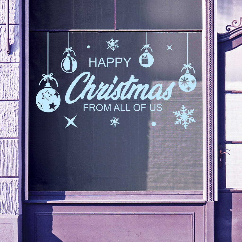 Christmas Shop Window Happy Xmas Baubles Decal Display Wall Stickers Festive B58