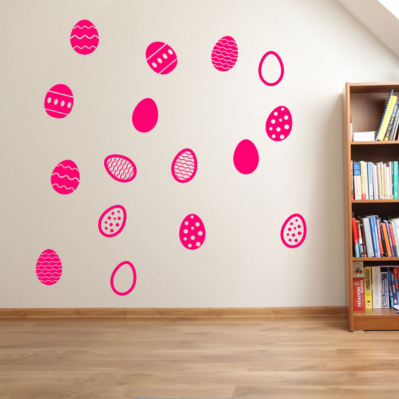 Easter Eggs Set of 16 Wall Stickers Decals Kids Decor Window Fun Colourful A146