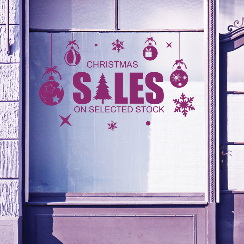 Christmas Shop Window Sale Items Baubles Decal Display Wall Stickers Festive B59