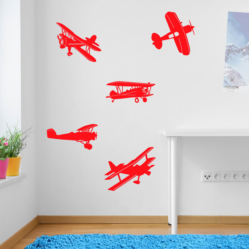 Planes Aircraft Wall Stickers Decal Kids Decor Window Fun Vinyl Colourful A165