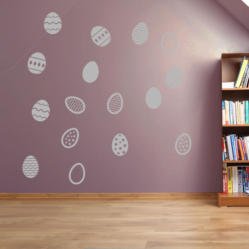 Easter Eggs Set of 16 Wall Stickers Decals Kids Decor Window Fun Colourful A146