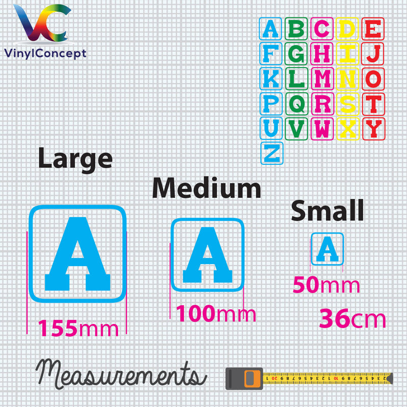 Alphabet Letters A to Z Wall Stickers Decal Nursery School Children Kids A131