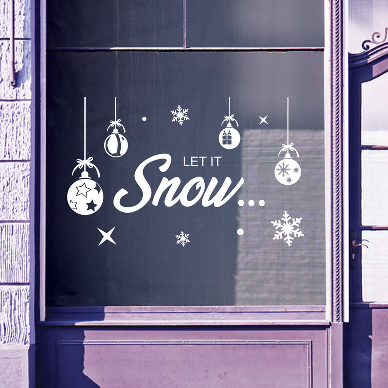 Christmas Shop Window Let It Snow Decal Display Xmas Wall Stickers Festive B57