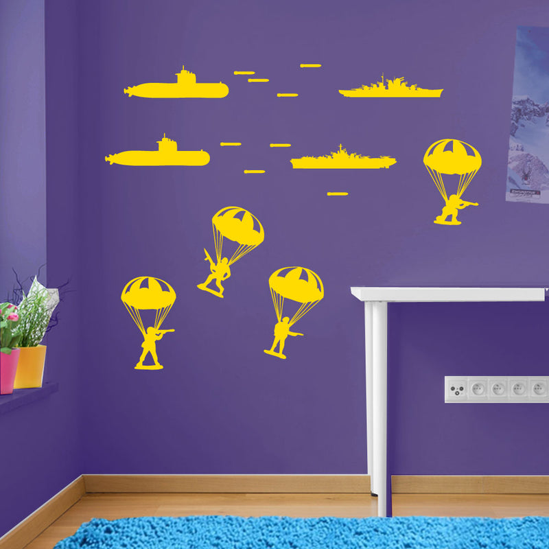Army Military Paratroopers Submarines Wall Window Sticker Decals Kids Decor A170