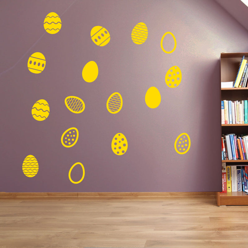 Easter Eggs Set of 16 Wall Stickers Decals Kids Decor Window Fun Colourful A146
