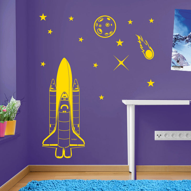 Rocket Planet Stars Meteor Space Wall Window Stickers Decals Kids Decor A139