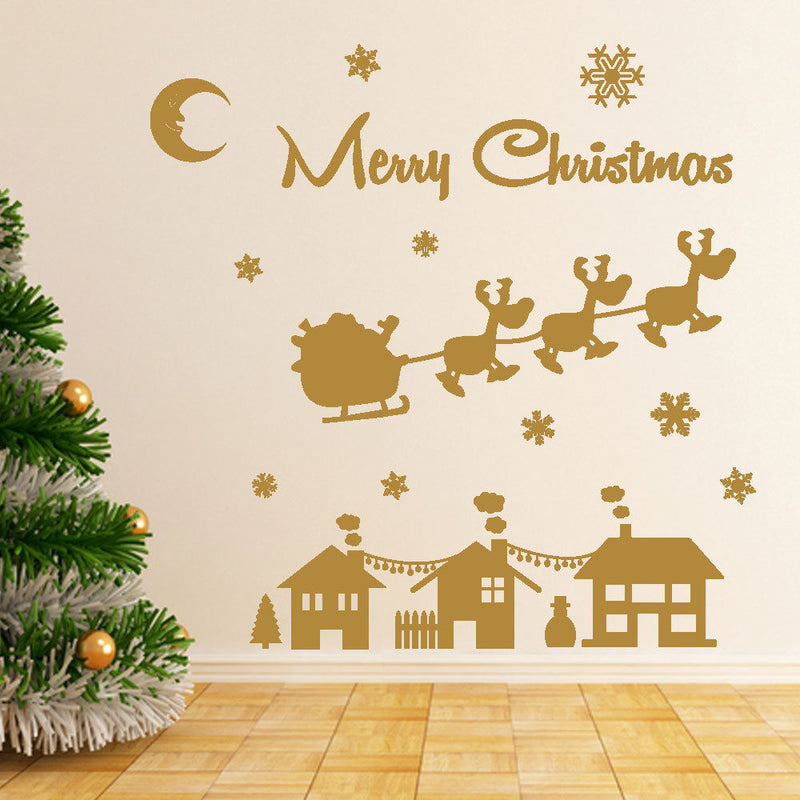 Christmas Xmas Display Shop Window New Santa And His Sleigh Decals Stickers A287