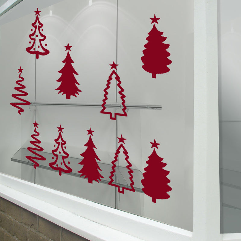 Christmas Xmas Tree Decoration Trees Display Shop Window Decals Stickers A292