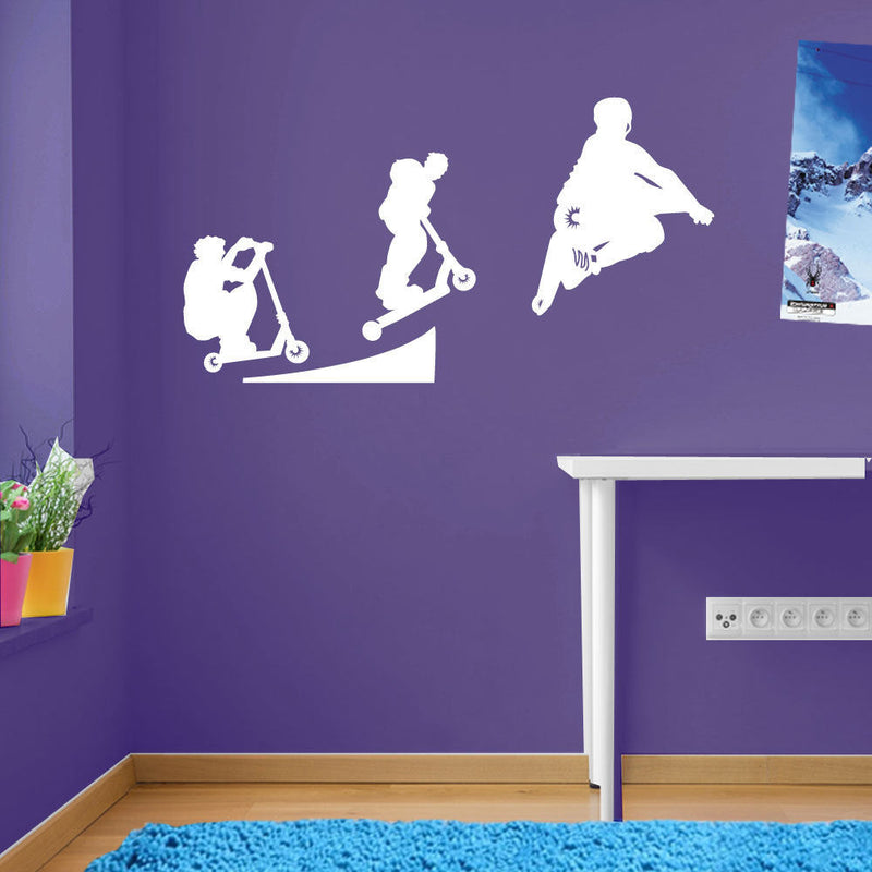 Stunt Scooter Ramp Jump Kids Style Children Street Wall Stickers Decals A109