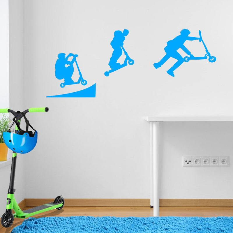 Stunt Scooter Ramp Jump Kids Style Children Street Wall Stickers Decals A107