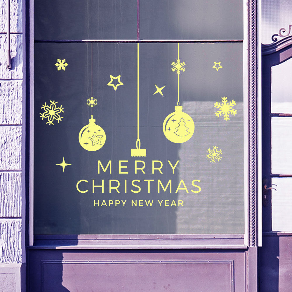 Merry Christmas Xmas Santa Display Snow Flake Window Vintage Decals Stickers B10