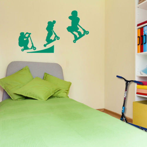 Stunt Scooter Ramp Jump Kids Style Children Street Wall Stickers Decals A108