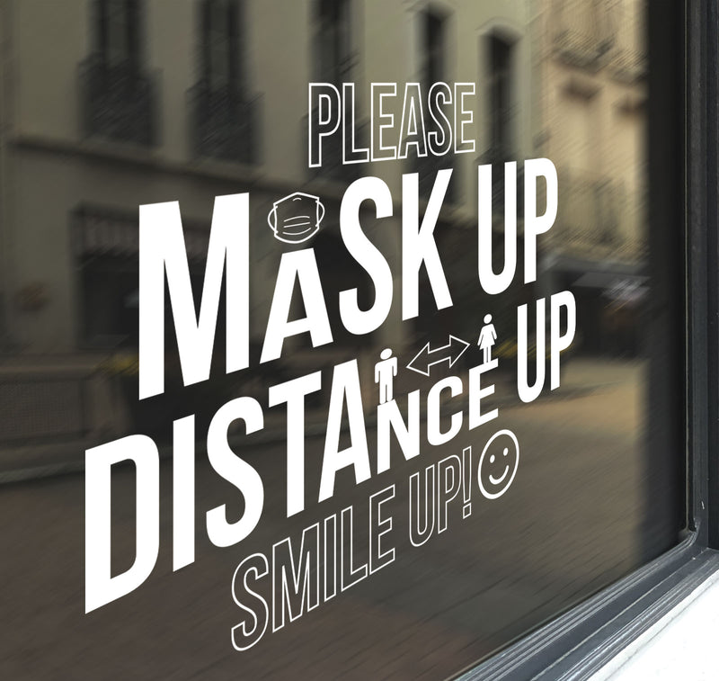 Mask Signage Distance Sign Shop Window Stickers Retail Vinyl Decal Graphics B88L