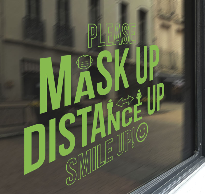 Mask Signage Distance Sign Shop Window Stickers Retail Vinyl Decal Graphics B88L