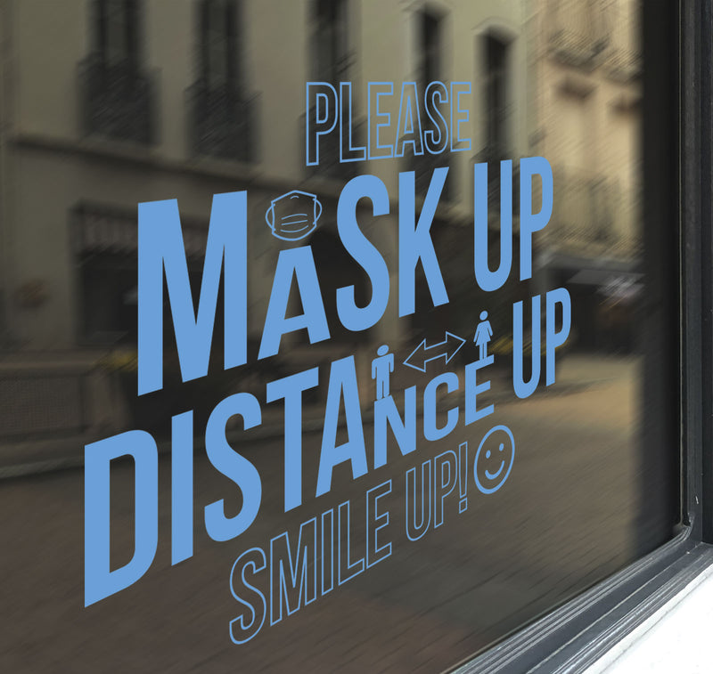 Mask Signage Distance Sign Shop Window Stickers Retail Vinyl Decal Graphics B88M