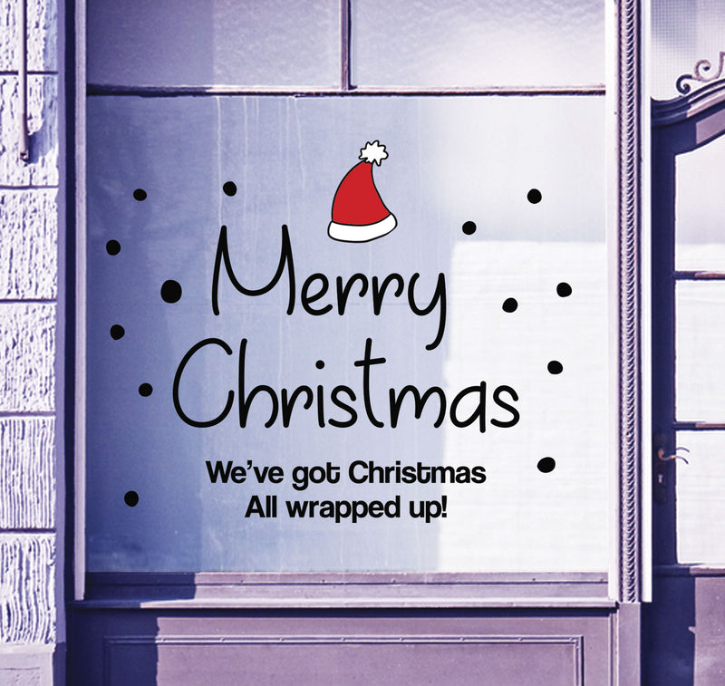 Merry Christmas Shop Window Stickers Festive Xmas Santa Sign Display Decal B91M