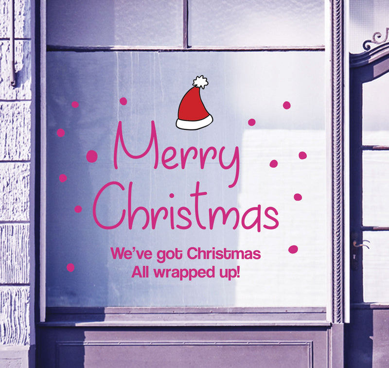 Merry Christmas Shop Window Stickers Festive Xmas Santa Sign Display Decal B91L