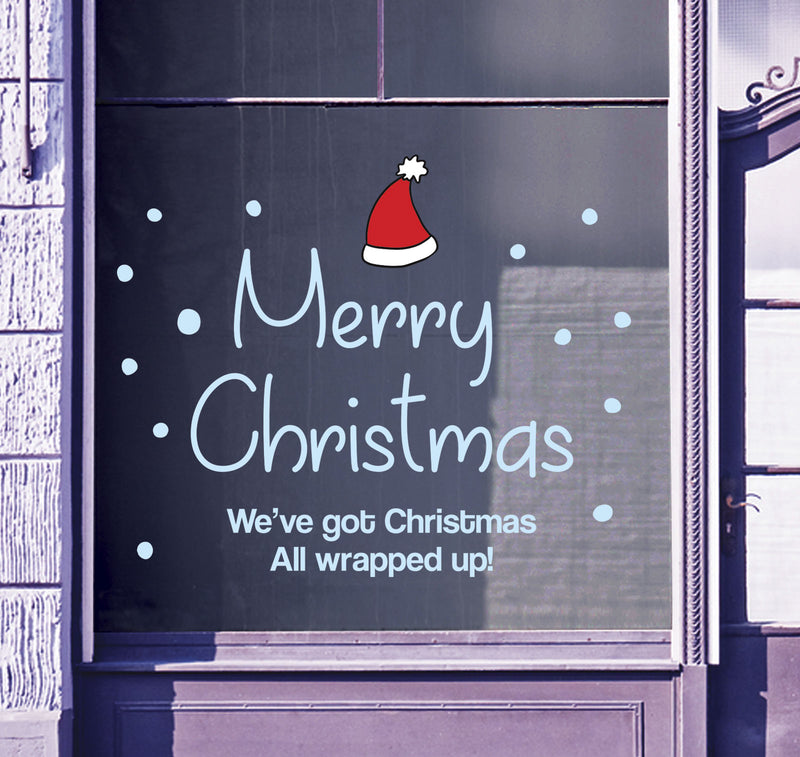 Merry Christmas Shop Window Stickers Festive Xmas Santa Sign Display Decal B91M