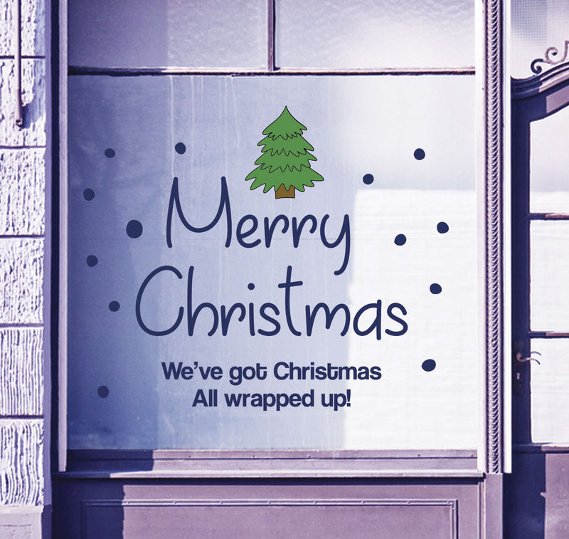 Merry Christmas Shop Window Sticker Festive Xmas Tree Sign Display Decal B93M