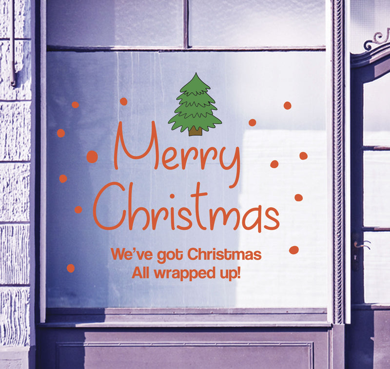 Merry Christmas Shop Window Sticker Festive Xmas Tree Sign Display Decal B93M